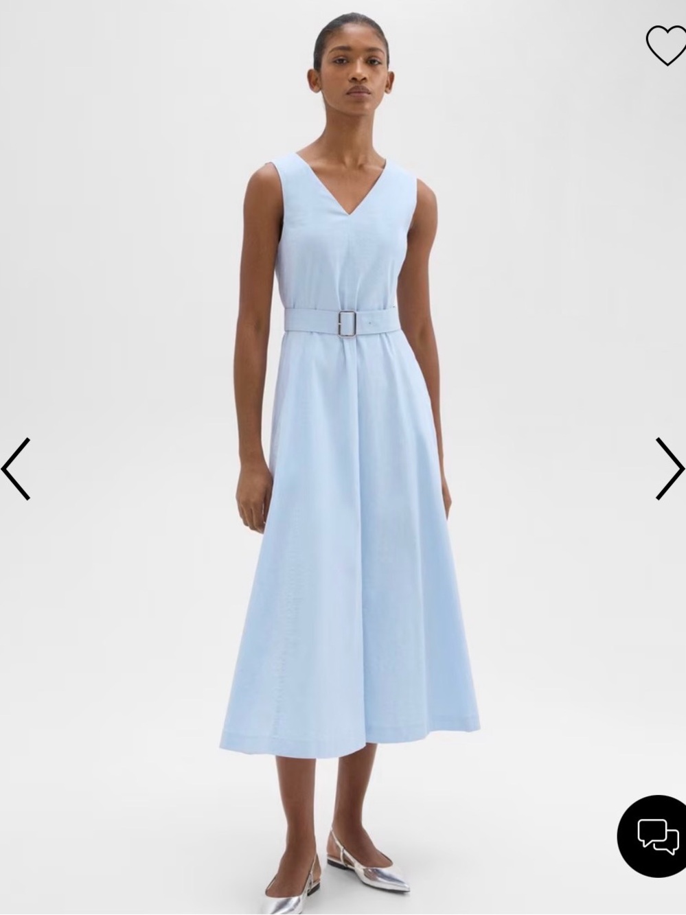 Theory V-Neck Volume Dress in Good Linen